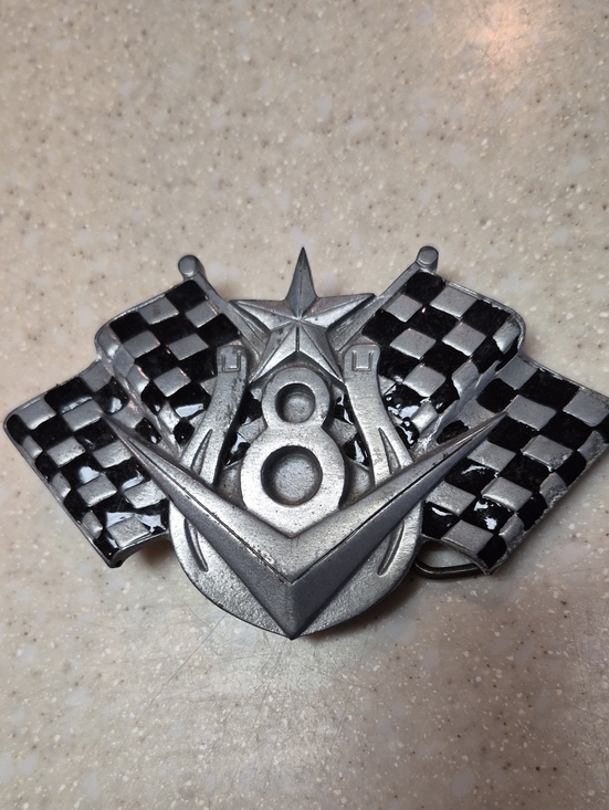 Other - Vintage V8 Racing Flags Belt Buckle Metal Engine Hot Rod Novelty #4634